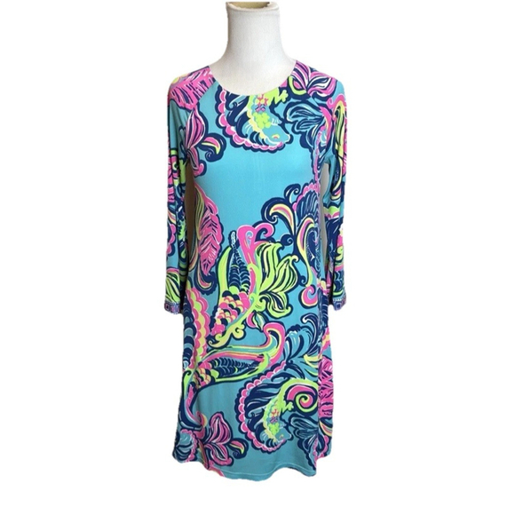 Lilly Pulitzer Dress Womens XS Blue Pink Private Island - Picture 6 of 6